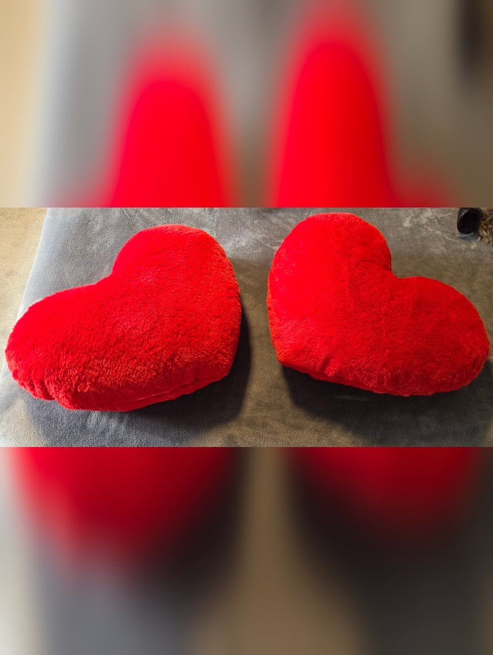 Plush Red Heart Pillows - Pair NWOT
